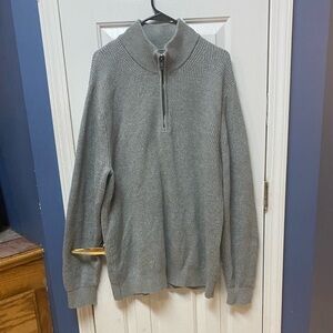 GAP Waffle Men’s Stitch Quarter Zip Mockneck Gray Sweater - XL.